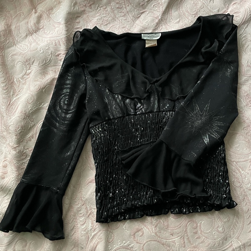 VINTAGE NASA! Adorable vintage celestial top! Black with silver design. Size S